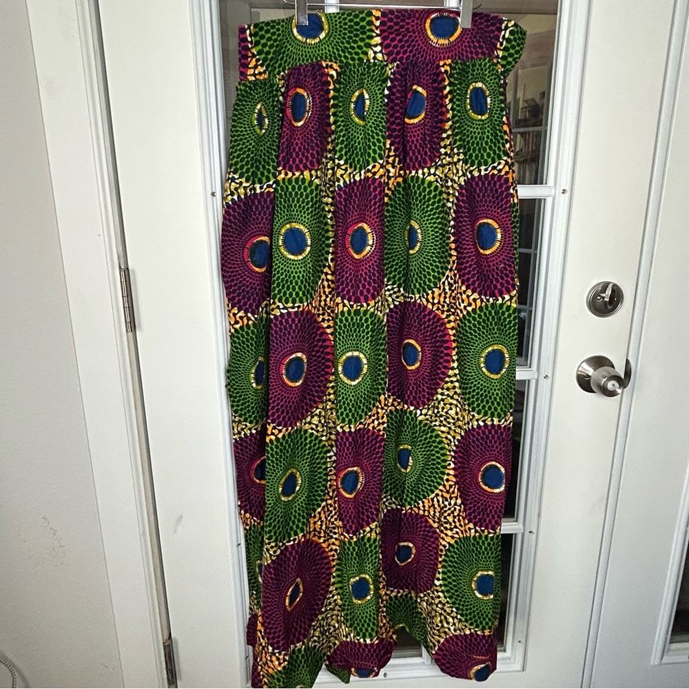Handmade African Print‎ Maxi Skirt High Side Slits, Ankara Style